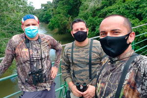 Team Sarapiqui birding on a suspension bridge October Big Day